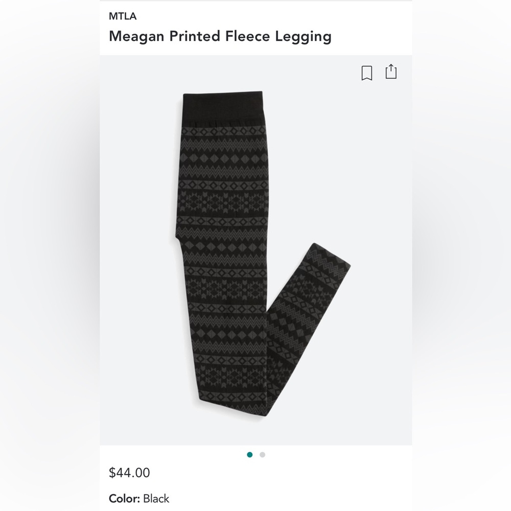 MTLA Printed Fleece Leggings Black Size Large